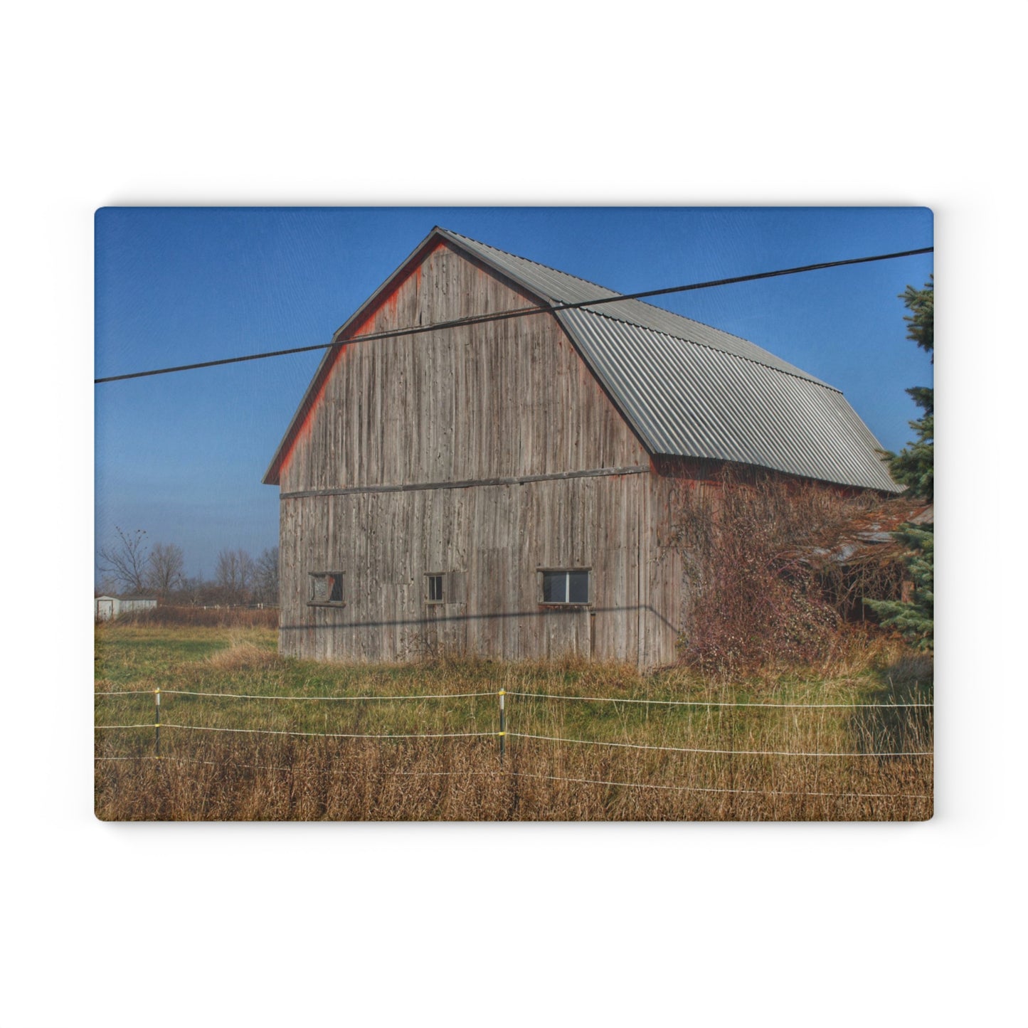 U R There Photography Dodge Road Grey I Rustic Farmhouse Tempered-Glass Cutting Board