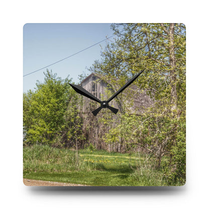 U R There Photography Bishop Road Grey II Rustic Farmhouse Acrylic Analog Wall Clock