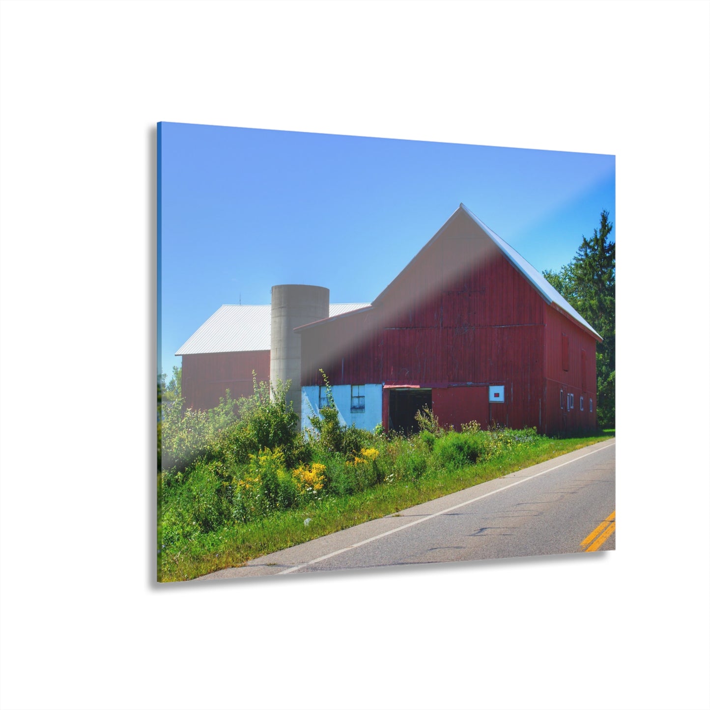 U R There Photography Dryden Road Red Rustic Farmhouse Acrylic Wall Print