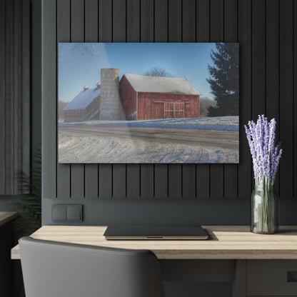 U R There Photography Metamora Red in Winter Rustic Farmhouse Acrylic Wall Print