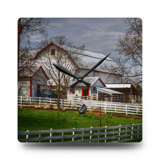 Henderson Whites Rustic Farmhouse Acrylic Analog Wall Clock 10.75'' × 10.75'' (Square)