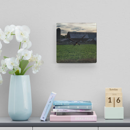 U R There Photography Shepard Road Farm II Rustic Farmhouse Acrylic Analog Wall Clock