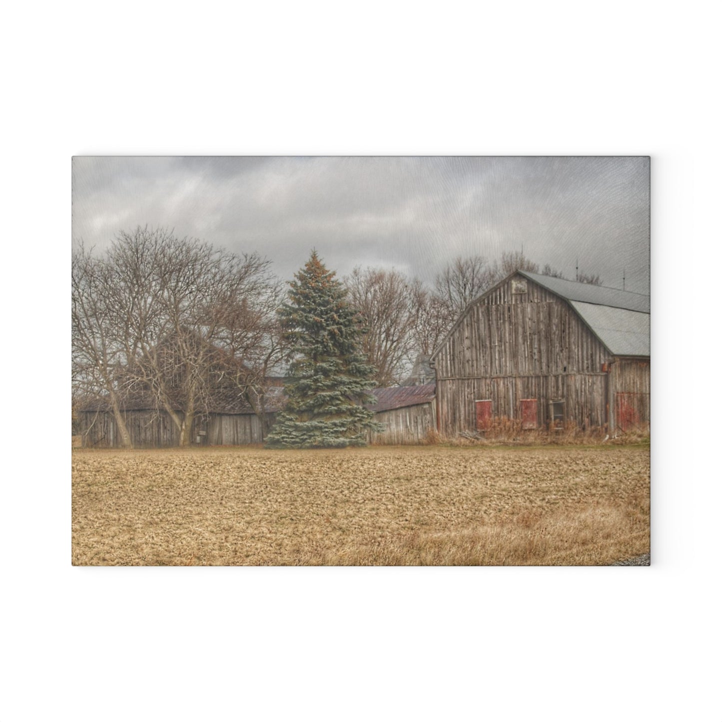 U R There Photography Frankenmuth Flint Street Farm Rustic Farmhouse Tempered-Glass Cutting Board