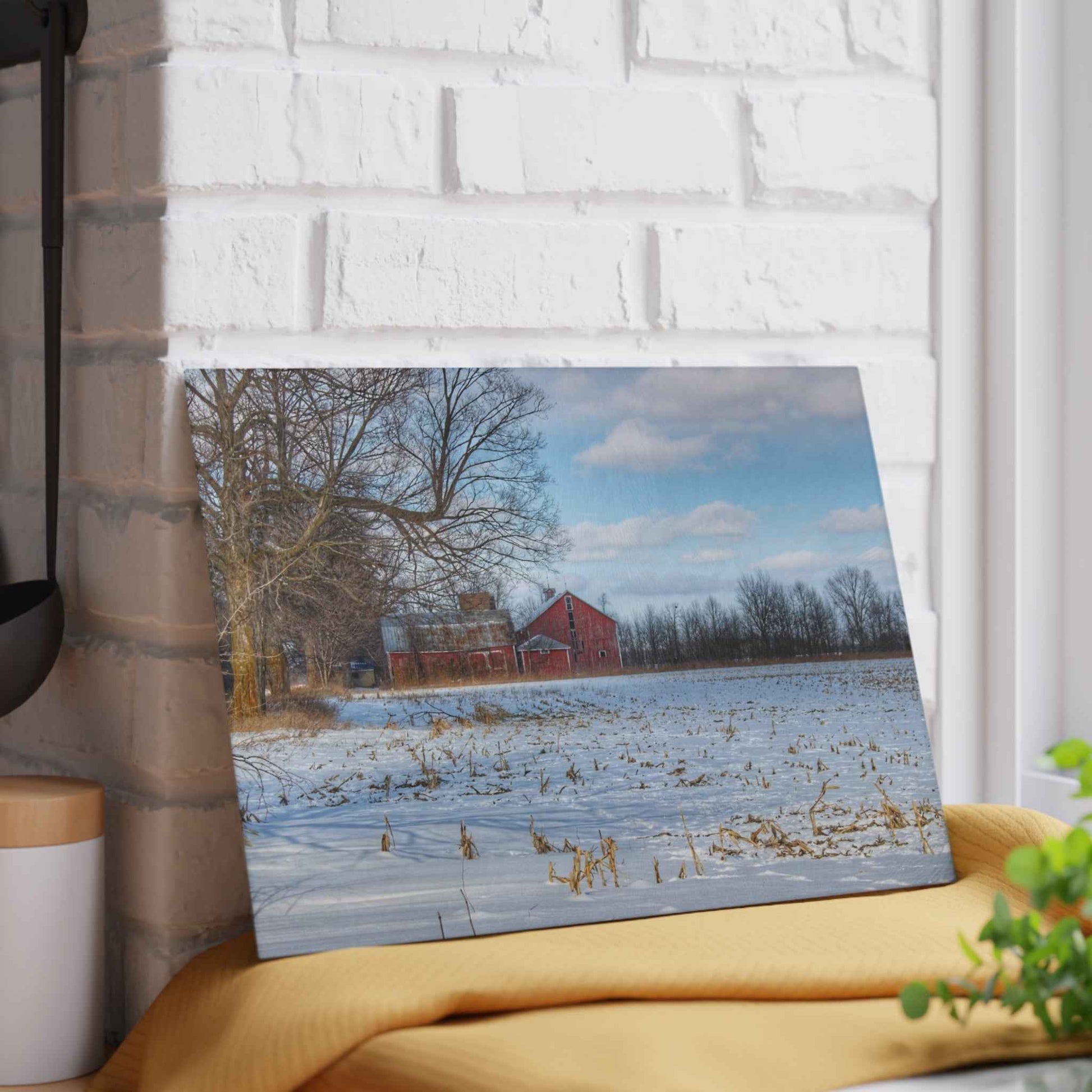 Rustic Farmhouse Cutting Board| Across Barnes Roads Frozen Corn Field