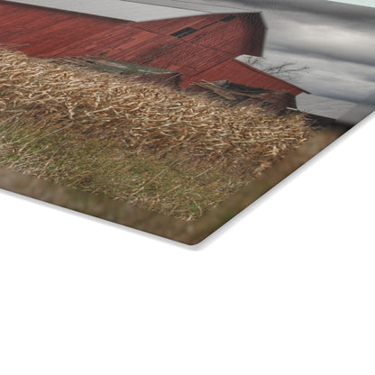 U R There Photography Horton Hilltop Red II Rustic Farmhouse Tempered-Glass Cutting Board