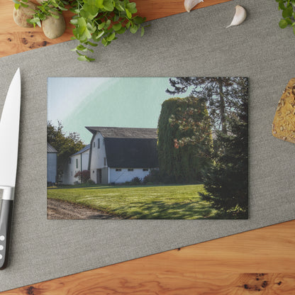 U R There Photography Five Lakes Road White Rustic Farmhouse Tempered-Glass Cutting Board