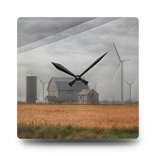 Pinabog Greys Rustic Farmhouse Acrylic Analog Wall Clock 10.75'' × 10.75'' (Square)