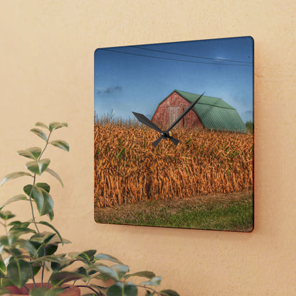 U R There Photography Beyond the Harvest Corn I Rustic Farmhouse Acrylic Analog Wall Clock
