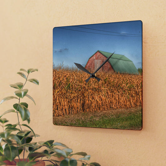 U R There Photography Beyond the Harvest Corn I Rustic Farmhouse Acrylic Analog Wall Clock