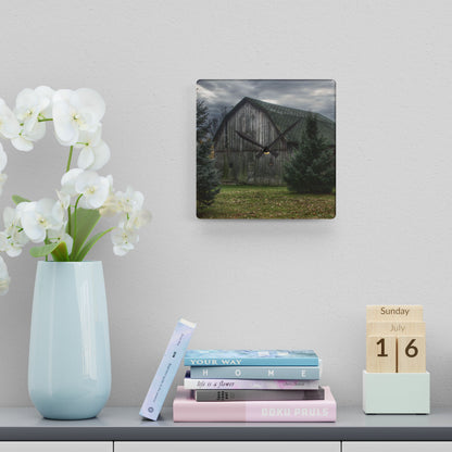 U R There Photography Pero Lake Road Grey I Rustic Farmhouse Acrylic Analog Wall Clock