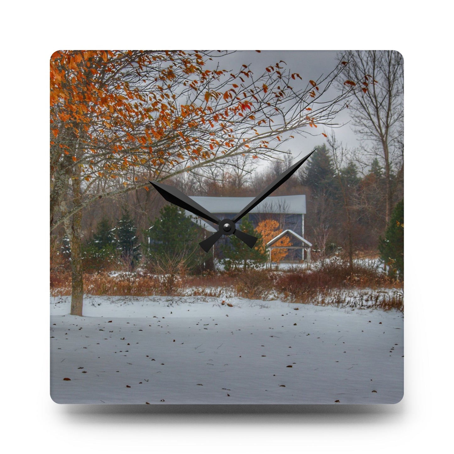 U R There Photography Oregon Road Blue Rustic Farmhouse Acrylic Analog Wall Clock