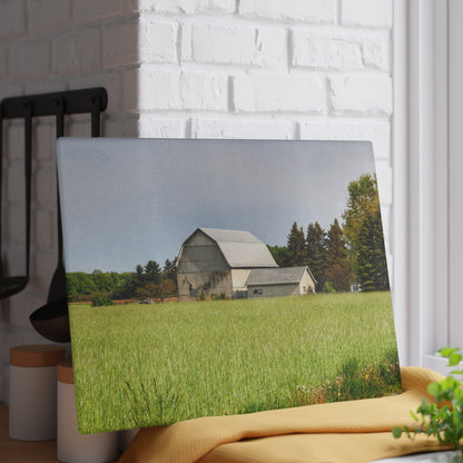 U R There Photography North Graf Road White Rustic Farmhouse Tempered-Glass Cutting Board