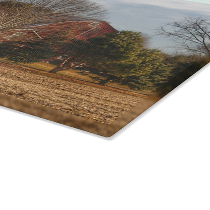 U R There Photography Irish Road Hidden Red Rustic Farmhouse Tempered-Glass Cutting Board