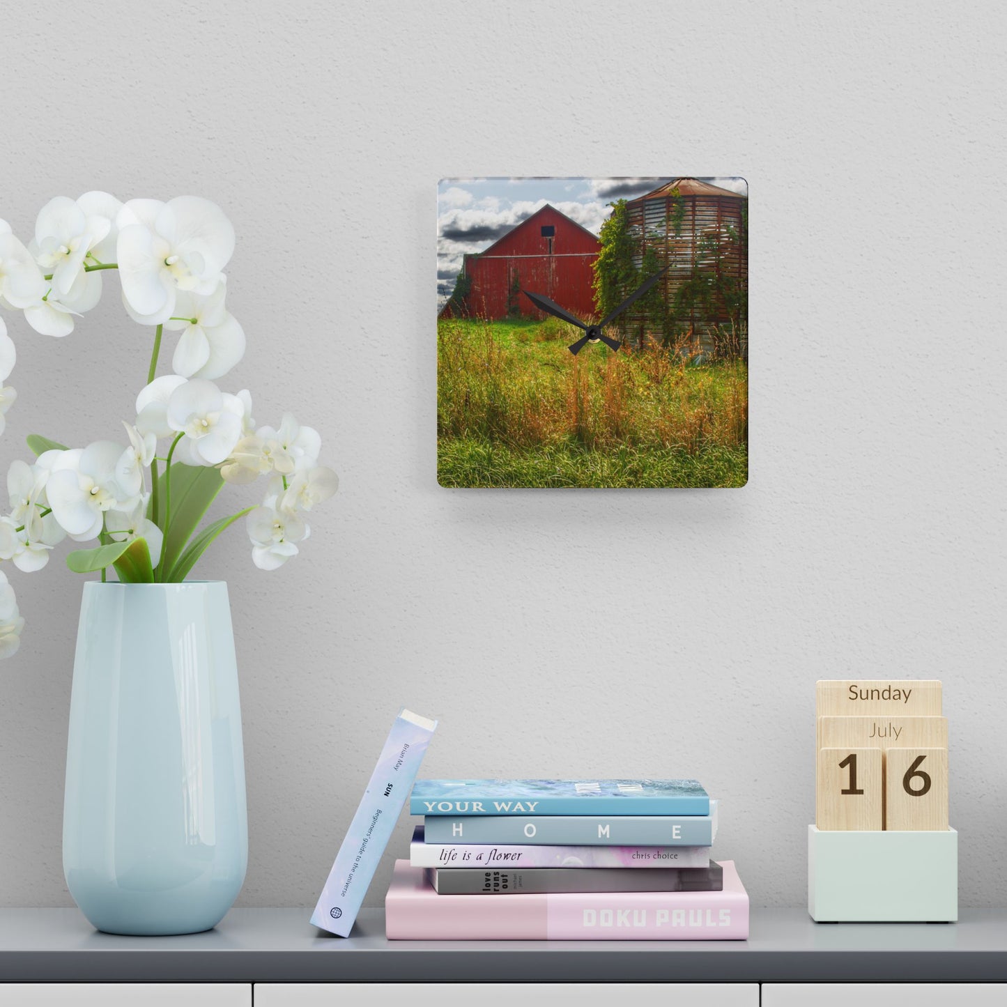 U R There Photography Roadside Relics Rustic Farmhouse Acrylic Analog Wall Clock