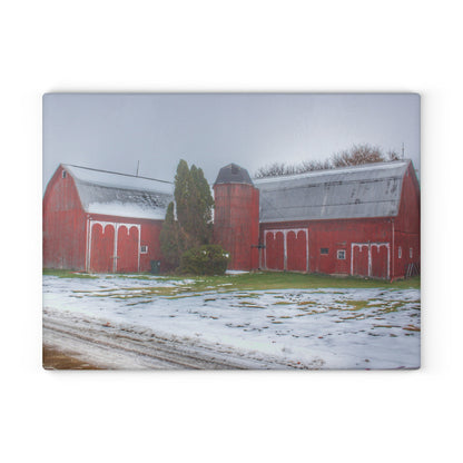 U R There Photography Holmes Road Red II Rustic Farmhouse Tempered-Glass Cutting Board