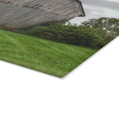 U R There Photography Dequindre Road Grey III Rustic Farmhouse Tempered-Glass Cutting Board