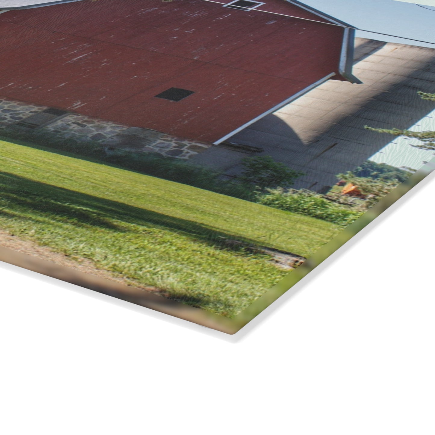 U R There Photography Mayville Road Red Rustic Farmhouse Tempered-Glass Cutting Board