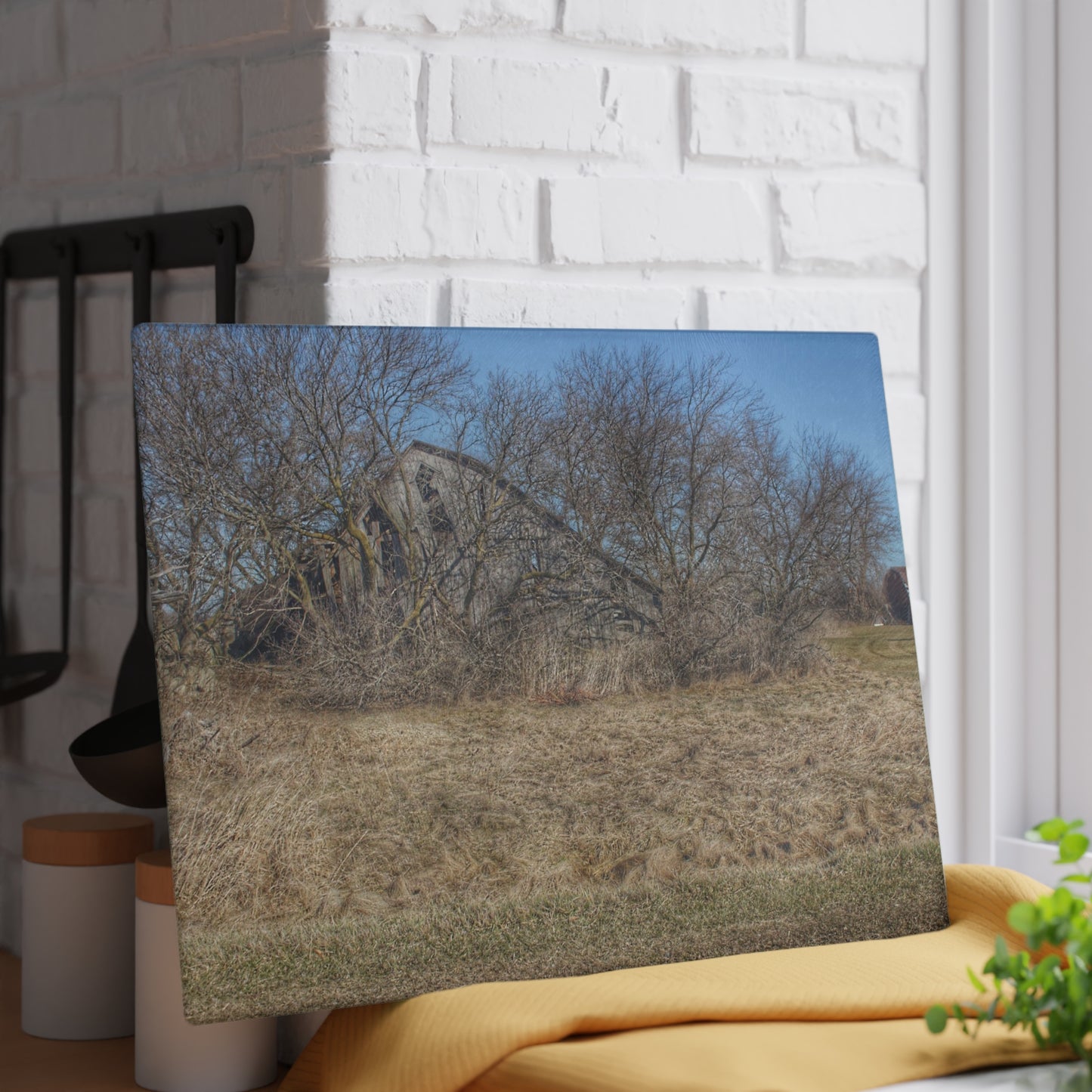 U R There Photography Fargo Road Forgotten Rustic Farmhouse Tempered-Glass Cutting Board