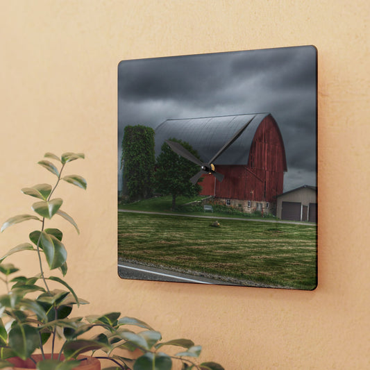 U R There Photography M-24 Country Bench Barn Rustic Farmhouse Acrylic Analog Wall Clock