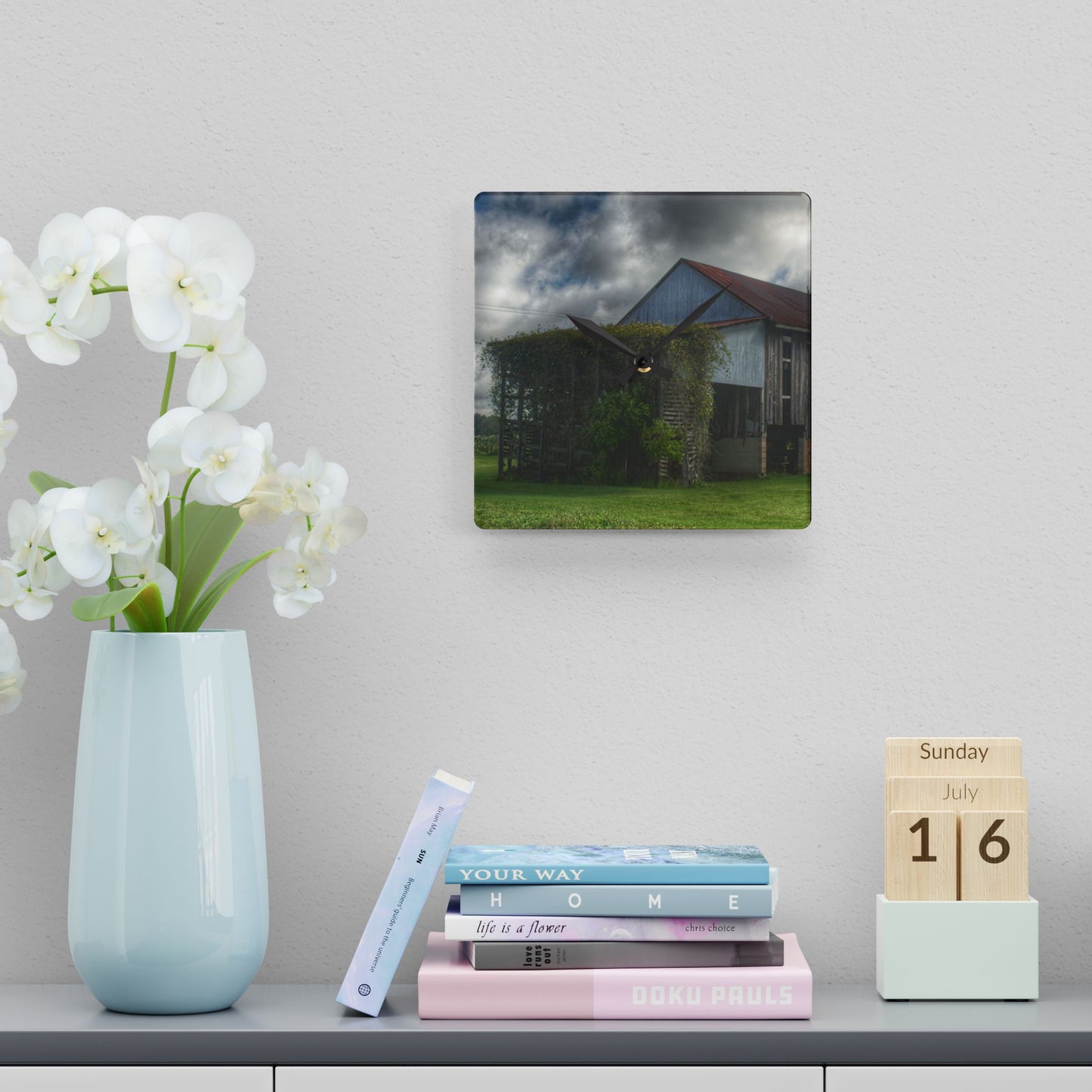 U R There Photography Pergola Barn Rustic Farmhouse Acrylic Analog Wall Clock