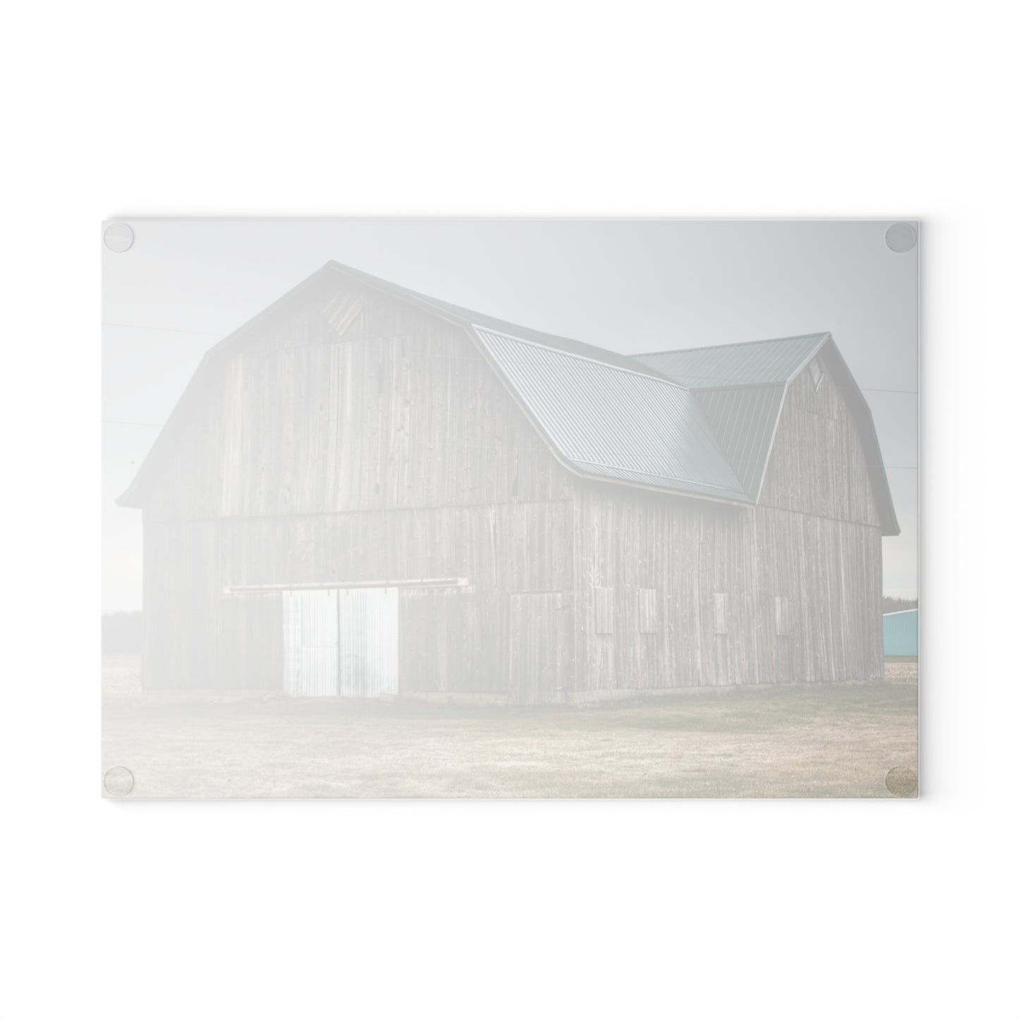 U R There Photography Loomis Road Grey Rustic Farmhouse Tempered-Glass Cutting Board