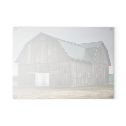 U R There Photography Loomis Road Grey Rustic Farmhouse Tempered-Glass Cutting Board