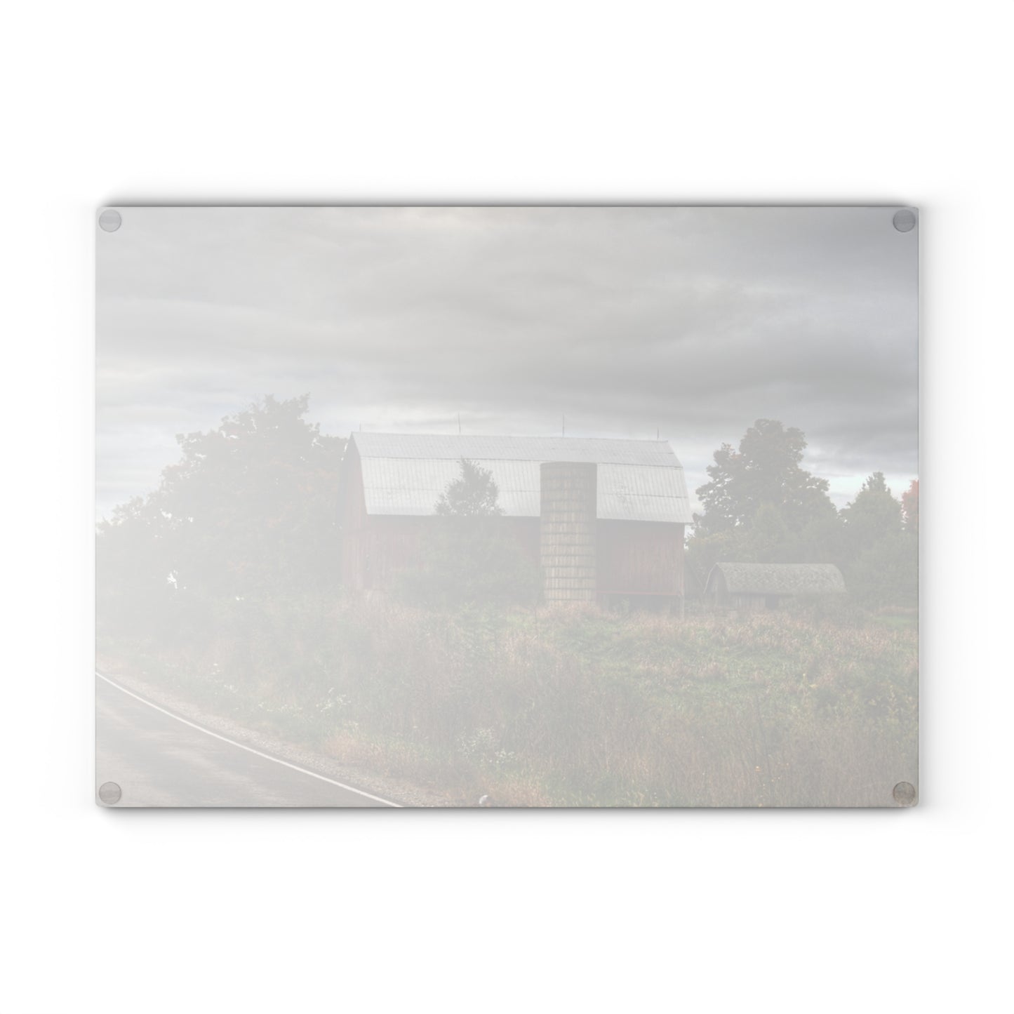 U R There Photography Columbiaville Red in Fall I Rustic Farmhouse Tempered-Glass Cutting Board