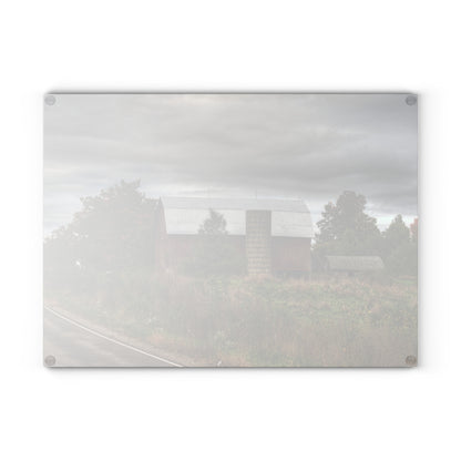 U R There Photography Columbiaville Red in Fall I Rustic Farmhouse Tempered-Glass Cutting Board