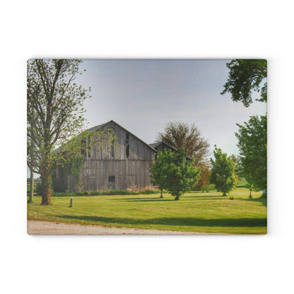 U R There Photography Caro Road Twin Greys II Rustic Farmhouse Tempered-Glass Cutting Board