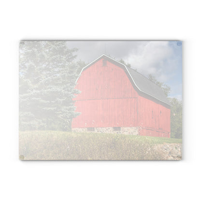 U R There Photography Oxford Baldwin Red Rustic Farmhouse Tempered-Glass Cutting Board