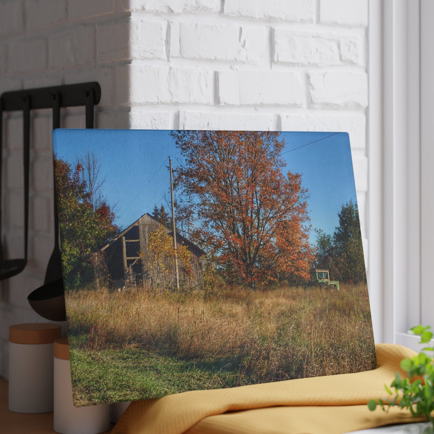 U R There Photography Clothier Road Grey Rustic Farmhouse Tempered-Glass Cutting Board