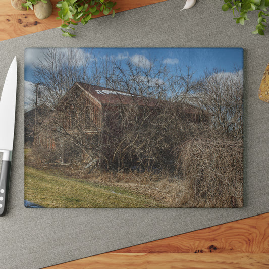 U R There Photography Buried Burnside Greys I Rustic Farmhouse Tempered-Glass Cutting Board