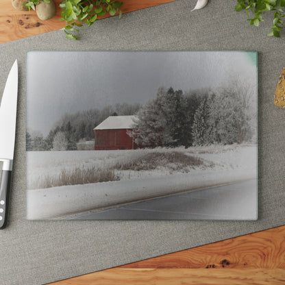 U R There Photography Farm on the Curve Rustic Farmhouse Tempered-Glass Cutting Board