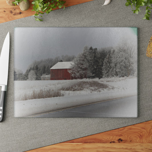 U R There Photography Farm on the Curve Rustic Farmhouse Tempered-Glass Cutting Board