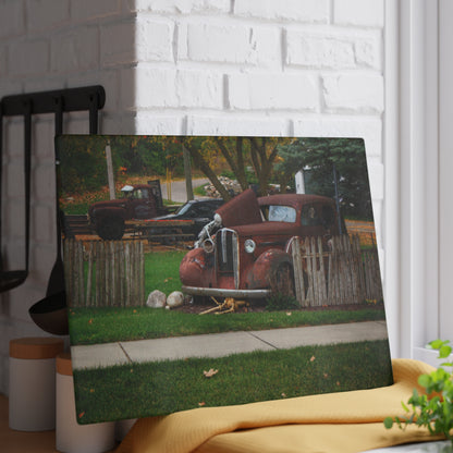U R There Photography Oak Road Metamora Mechanics Rustic Farmhouse Tempered-Glass Cutting Board