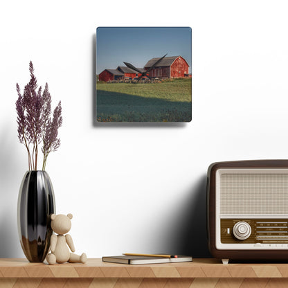 Rustic Farmhouse Wall Clock featuring Across the Field in Millington