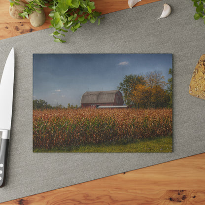 U R There Photography Clifford Road Red III Rustic Farmhouse Tempered-Glass Cutting Board