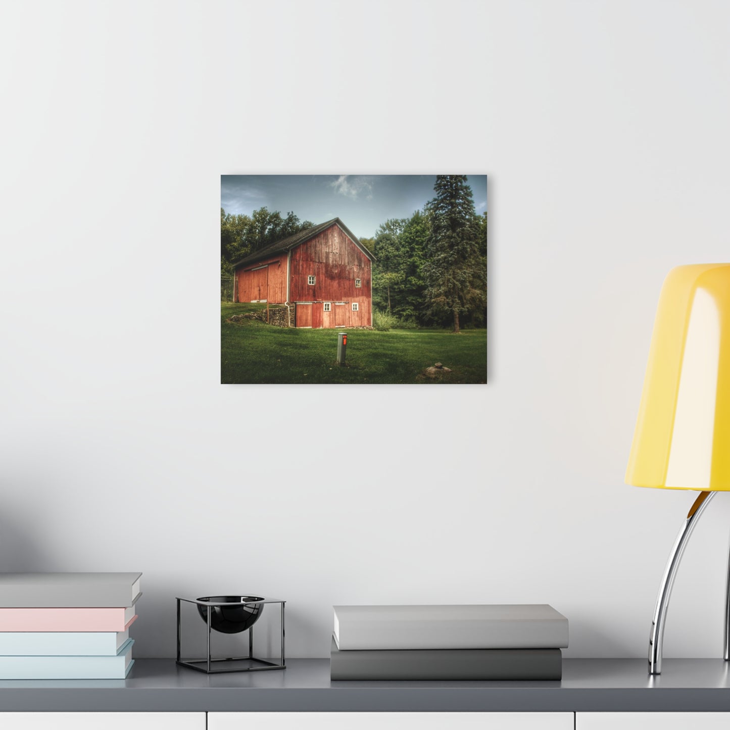 U R There Photography Buckhorn Lake Road Red Rustic Farmhouse Acrylic Wall Print