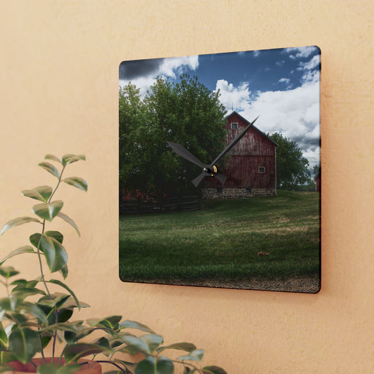 U R There Photography Five Lakes Red I Rustic Farmhouse Acrylic Analog Wall Clock