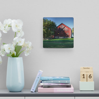 U R There Photography Five Lakes Red III Rustic Farmhouse Acrylic Analog Wall Clock 10.75'' × 10.75'' (Square)