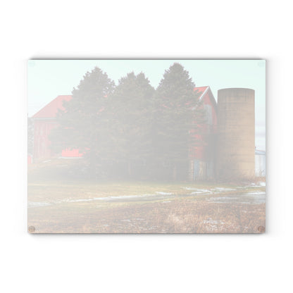 U R There Photography Laur Road Red Among the Pines III Rustic Farmhouse Tempered-Glass Cutting Board