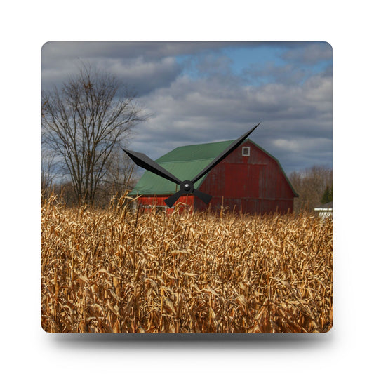 North Force Road Hidden Red Rustic Farmhouse Acrylic Analog Wall Clock 10.75'' × 10.75'' (Square)