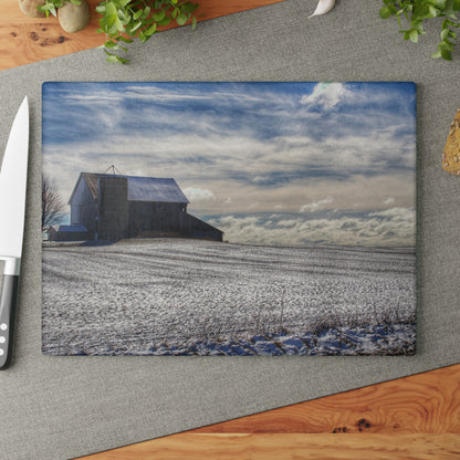 U R There Photography Early Spring Grey I Rustic Farmhouse Tempered-Glass Cutting Board