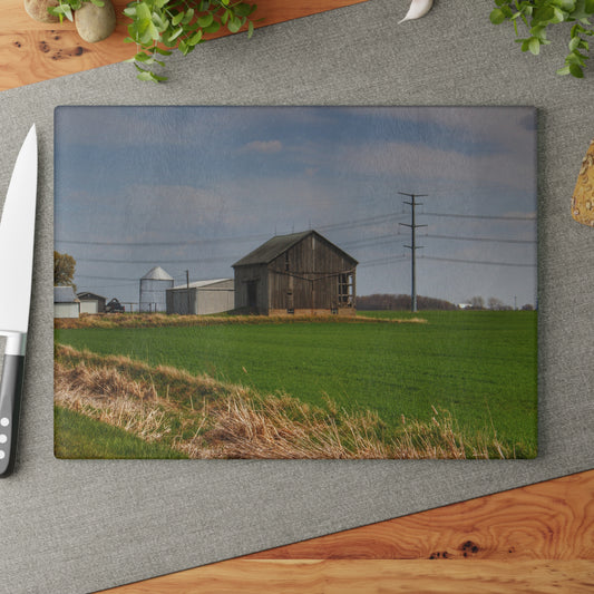 U R There Photography McAlpine Grey Rustic Farmhouse Tempered-Glass Cutting Board