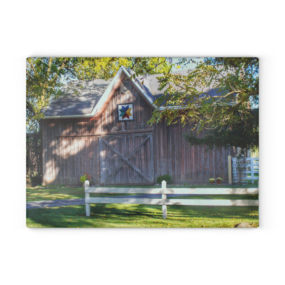 U R There Photography Hunters Creek Quilted II Rustic Farmhouse Tempered-Glass Cutting Board