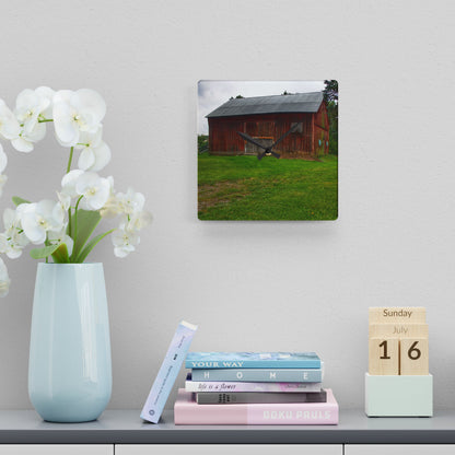 U R There Photography Rusted Red of Summer Rustic Farmhouse Acrylic Analog Wall Clock