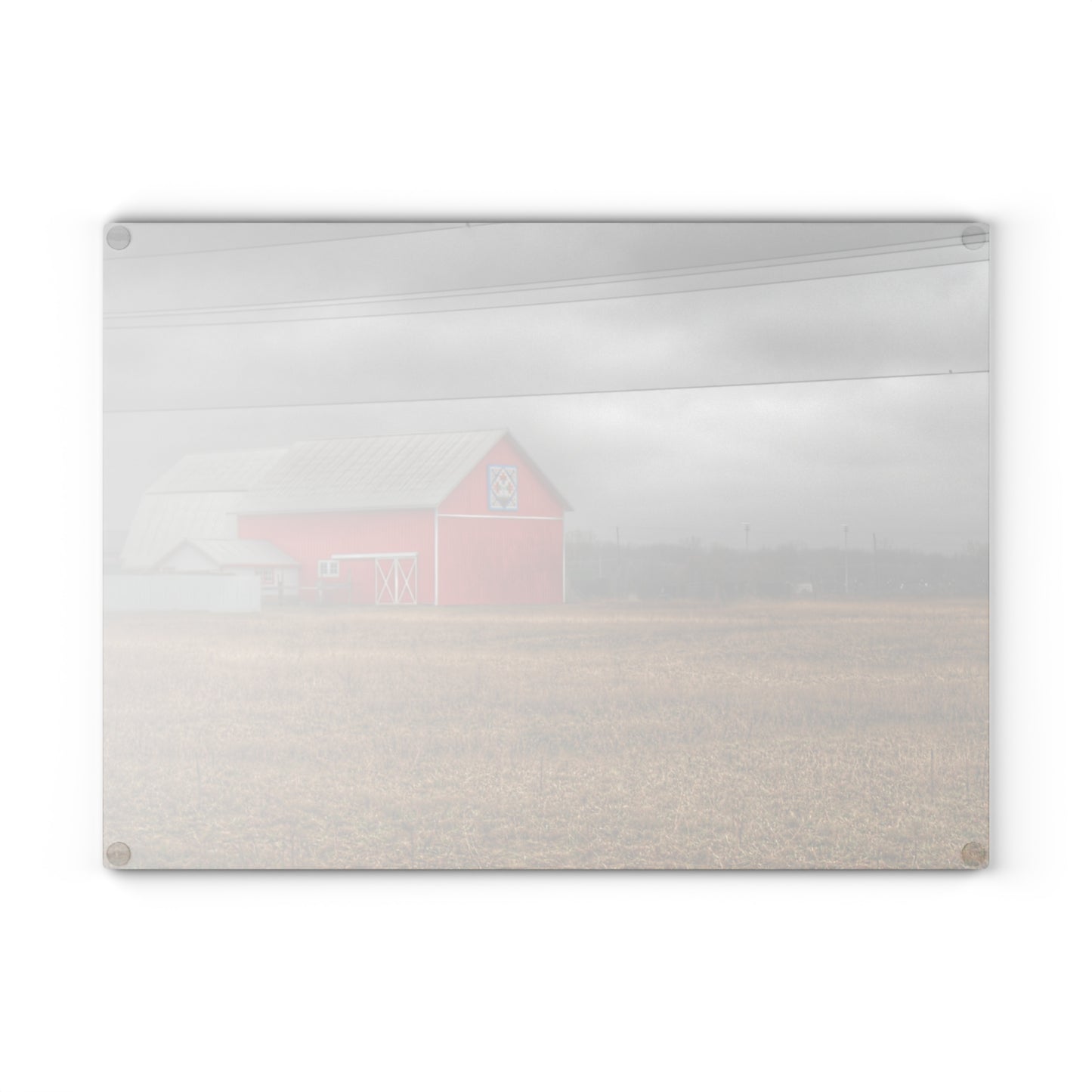 U R There Photography Barnes Road Quilted Red Rustic Farmhouse Tempered-Glass Cutting Board