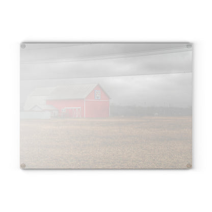 U R There Photography Barnes Road Quilted Red Rustic Farmhouse Tempered-Glass Cutting Board