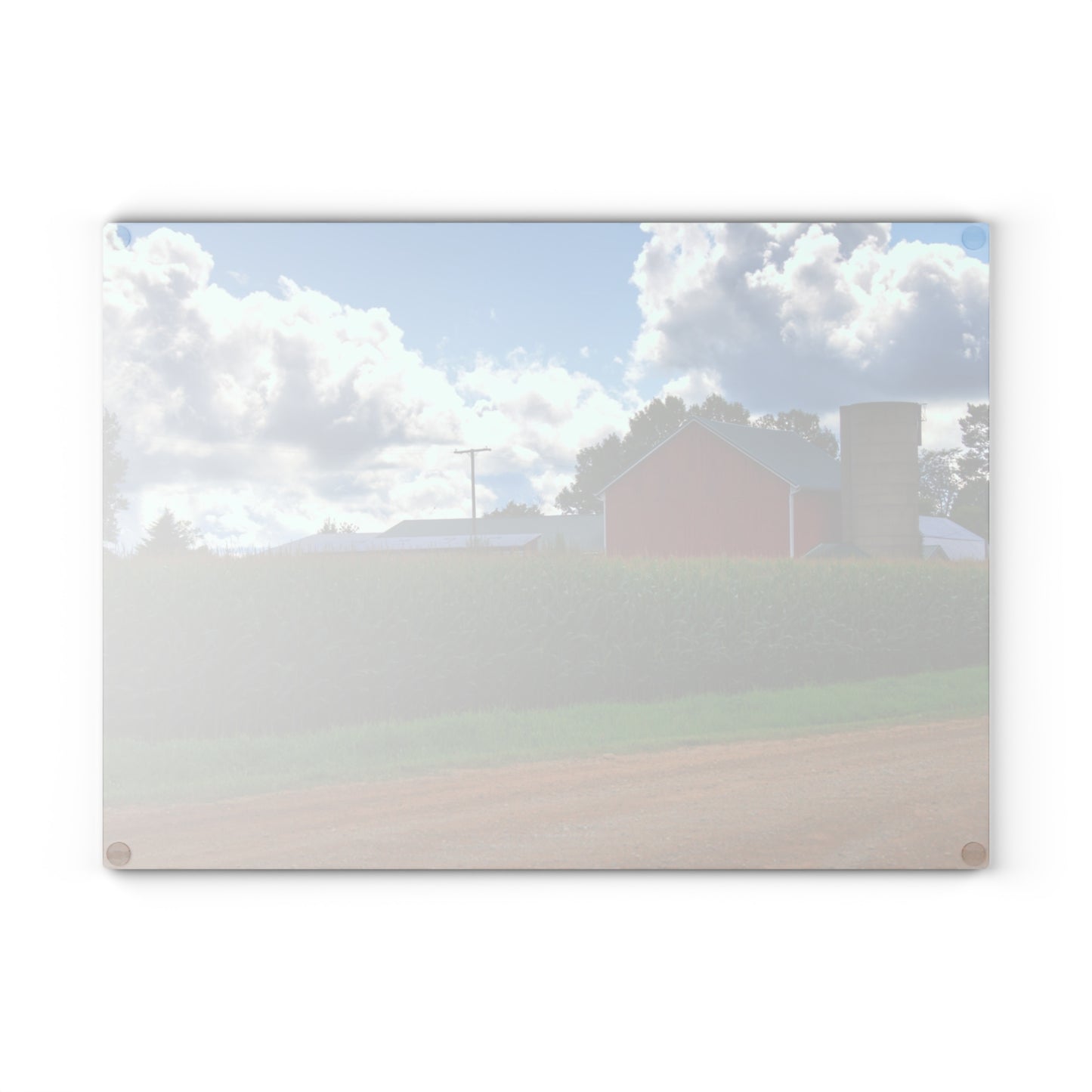 U R There Photography East Brown Road Red Rustic Farmhouse Tempered-Glass Cutting Board