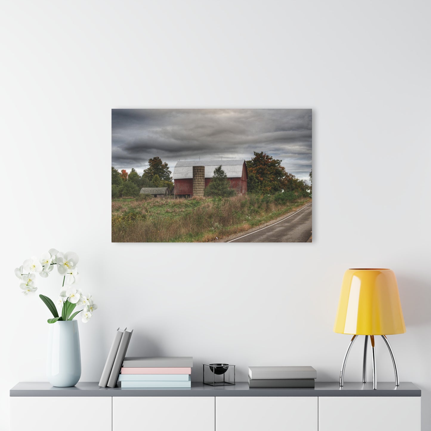 U R There Photography Columbiaville Red in Fall I Rustic Farmhouse Acrylic Wall Print